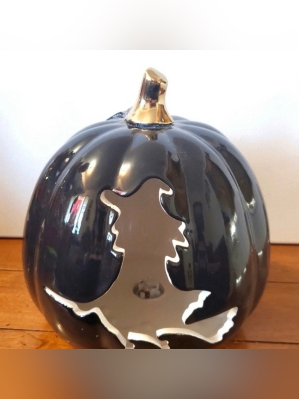Ceramic Witch Pumpkin New with tags Black & gold